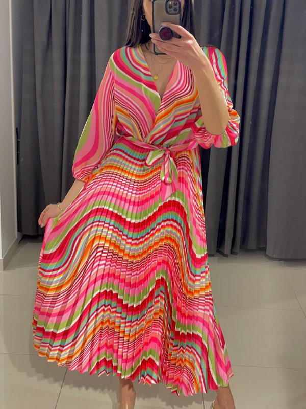 Φόρεμα maxi πλισέ multicolor